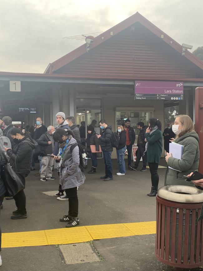 Passengers were forced off a Melbourne-bound train at Lara after a conductor was attacked. Picture: Supplied