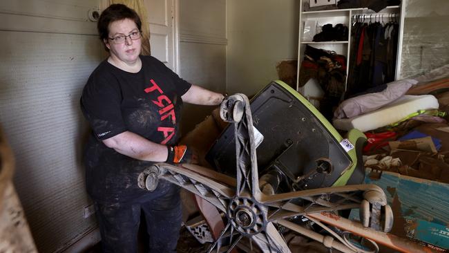 The Northern Star journalist Cath Piltz had to be evacuated from her South Lismore home and has recently returned to find the record flood waters ruined everything in her house. Picture: Toby Zerna