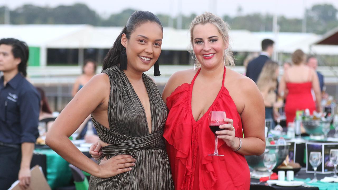 Carolina Silva and Henrietta Booth at the Darwin Turf Club Gala Ball. Picture: Glenn Campbell