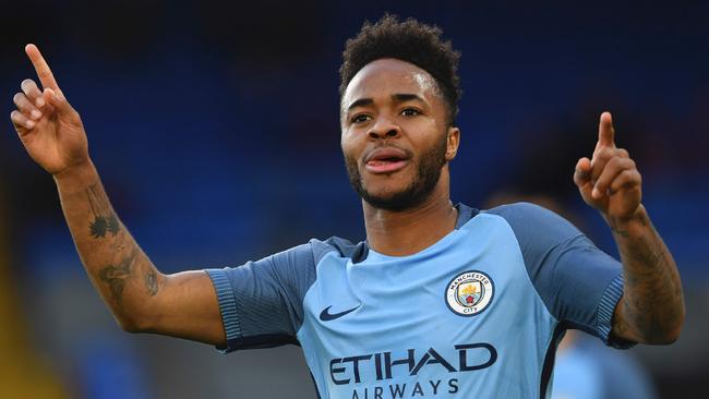 Raheem Sterling celebrates.