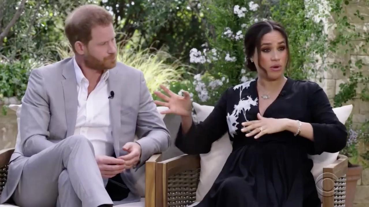 The Sussexes told the world how racist and cruel the Palace was through an infamous interview with Oprah. Picture: CBS