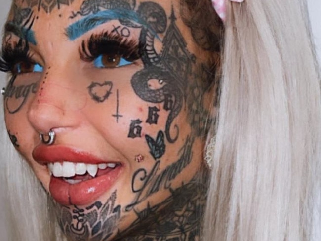 She added fangs in her latest body modification. Picture: Instagram