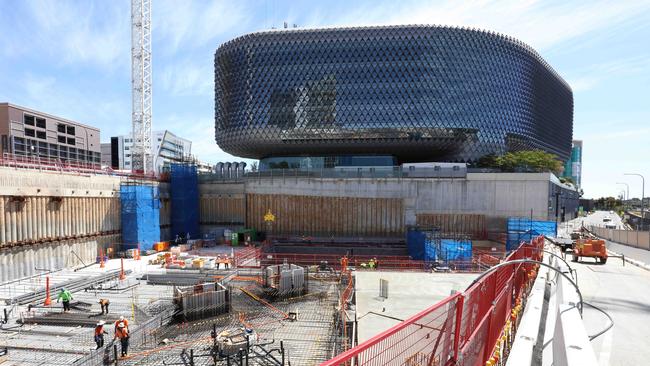 The centre’s bunker has more than 25,000 cubic metres of concrete poured over four storeys below ground level, with 20m foundations protects staff and patients from secondary radiation. Picture Emma Brasier.