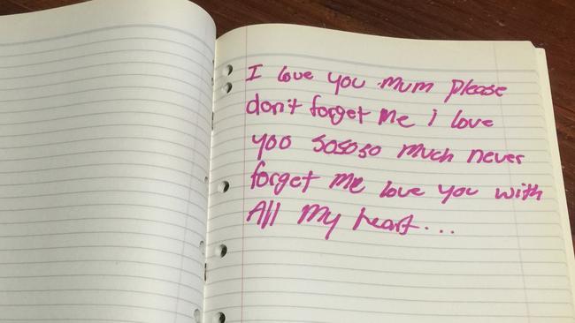 A message from Girl X to foster mum Maria / Supplied