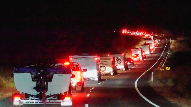 Holidaymakers in NSW heading to the Victorian border. Picture: Alex Coppel.