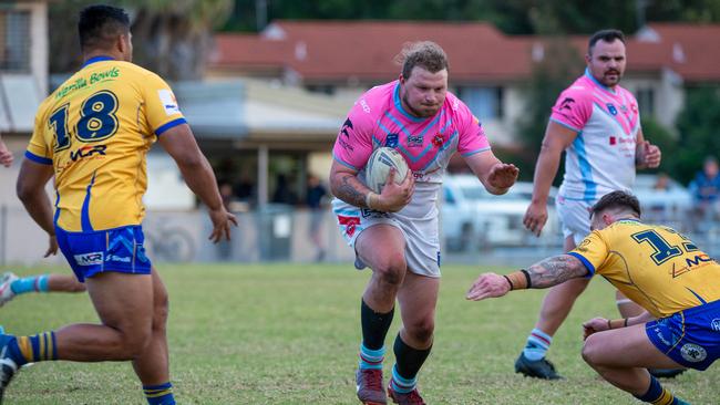 Callum Franchi side stepping to evade the defence. Picture: Thomas Lisson