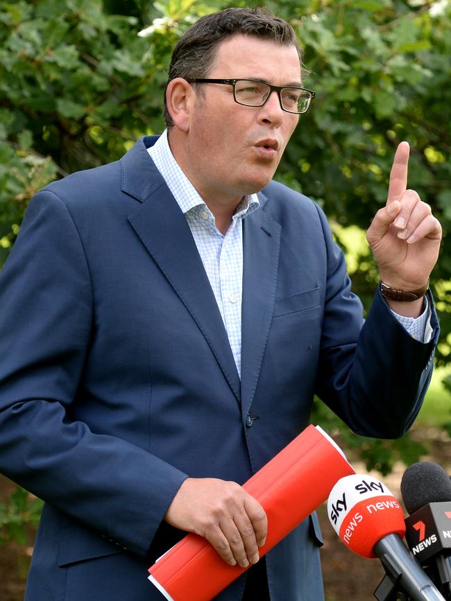 Victorian Premier Daniel Andrews speaks to the media yesterday. Picture: NCA NewsWire / Andrew Henshaw