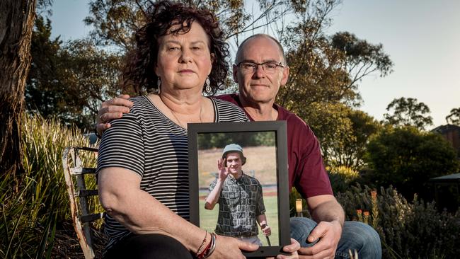 Matt and Robyn Cronin aim to protect other young Victorians from violence after their son Patrick was killed in a coward punch attack Picture: Jake Nowakowski