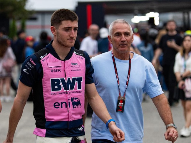 Jack Doohan walks in the paddock alongside his father, Mick Doohan, during the Chinese Grand Prix. Picture: Getty Images
