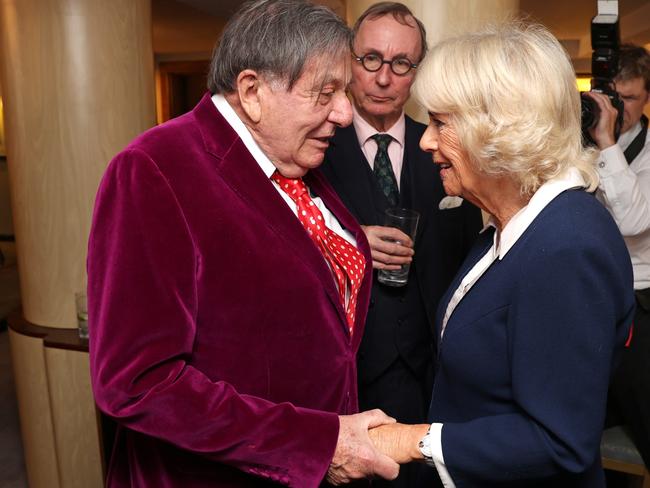 Barry Humphries with Camilla in London in 2021. Picture: Getty Images