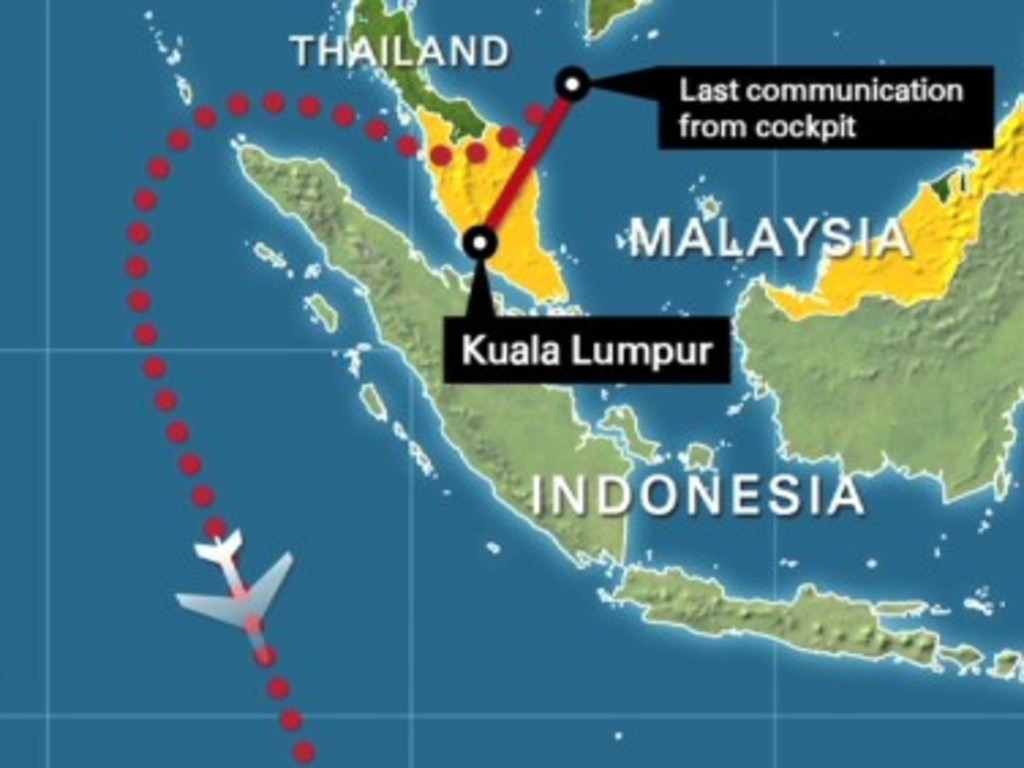 The last known location of MH370.