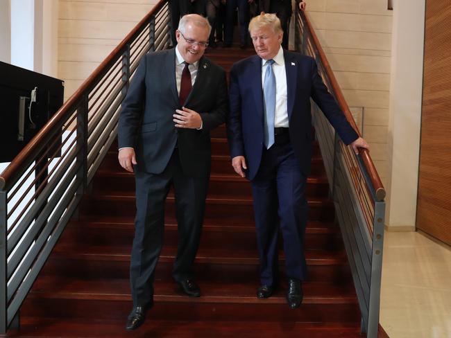 Prime Minister Scott Morrison with US President Donald Trump at the G7 Summit in France in August. Picture: Adam Taylor/PMO