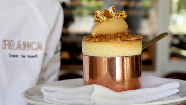 Franca Brasserie’s passionfruit souffle. Picture: Jenifer Jagielski