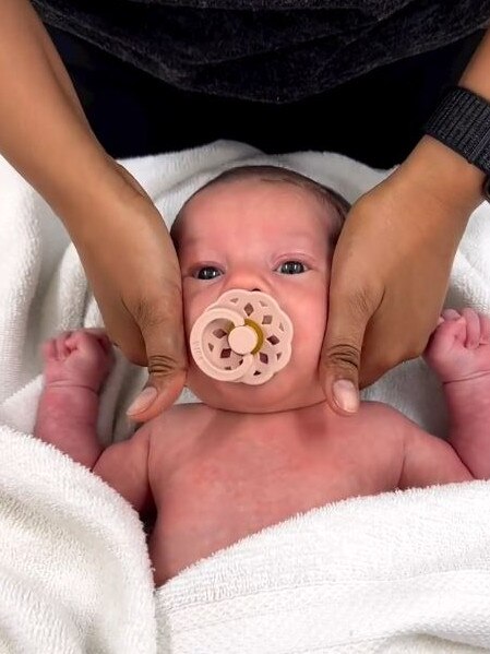 A four-week-old baby receives a chiropractic treatment. Picture: Instagram