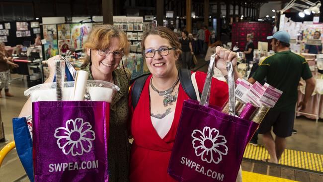 Angela Brown (left) and Ashleigh Dowd at Craft Alive at The Goods Shed, Saturday, August 24, 2024. Picture: Kevin Farmer