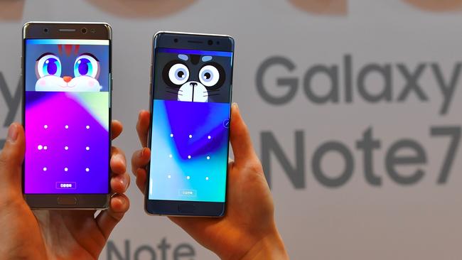 Samsung’s Galaxy Note7 phone is so slick, you’re well advised to buy a case. Picture: AFP / Jung Yeon-Je