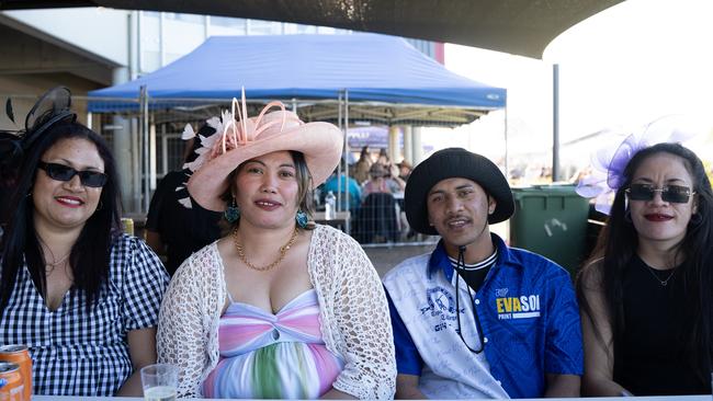 Tupou Lanisi, Hala Tuangalu, Mone Peresikoti, Ana Halaifonua at the Gympie Muster Races. Saturday, August 19,. 2023. Picture: Christine Schindler