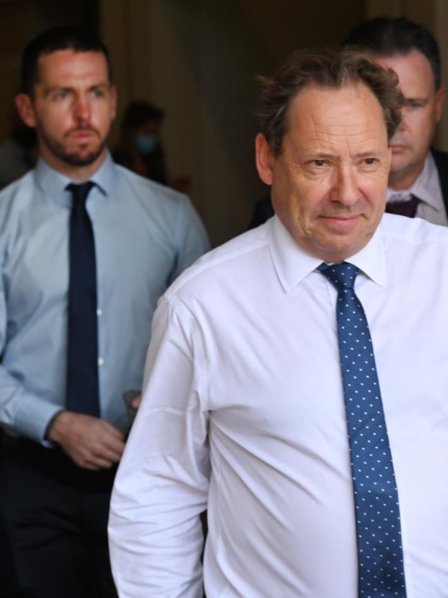 Zachary Rolfe leaving court with Defence barrister David Edwardson QC. Picture Julianne Osborne