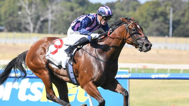 She's Bulletproof cruised to the line in the Group 3 Geoffrey Bellmaine Stakes. Picture: Brett Holburt/Racing Photos via Getty Images