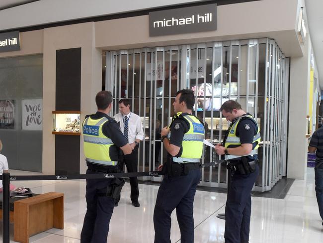 Police investigate a robbery at the Michael Hill jewellery store in Westfield Plenty Valley earlier this week. Picture: Kylie Else