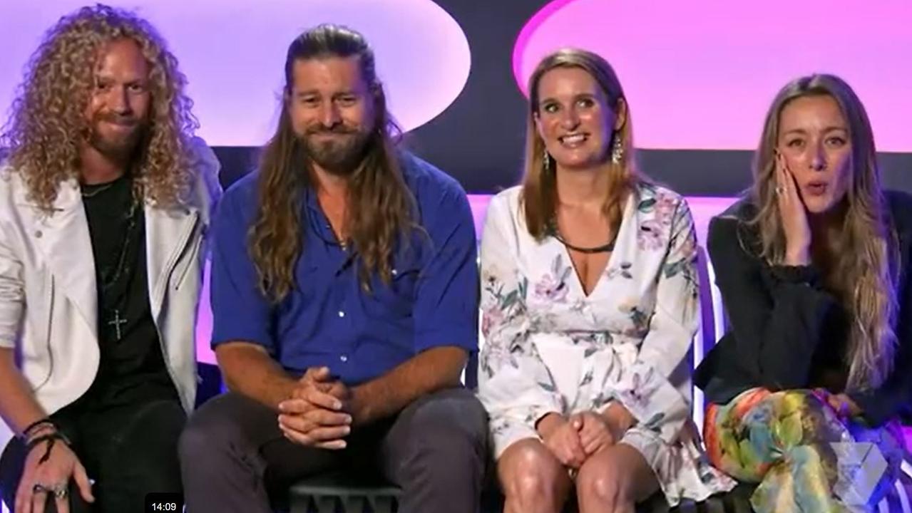 Tim, Dave, Reggie and Estelle looking confused and afraid.