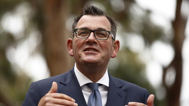 Daniel Andrews all smiles during a press conference this year. Picture: Daniel Pockett