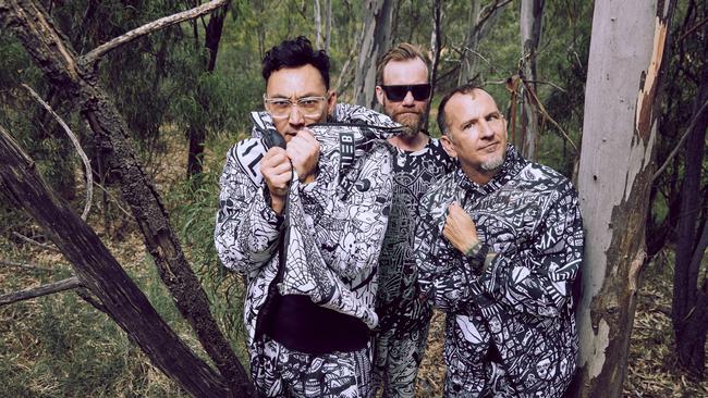 Alternative rock band Regurgitator’s Quan Yeomans, Peter Kostic and Ben Ely. Picture: Neil Prieto