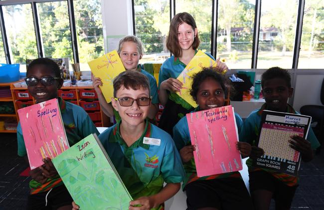 Ludmilla Primary School students Daniel Mbemap, Milo Bender, Teshania Sing, Marcus White, Tarni Date and Samatha Schiller are loving their news digs.