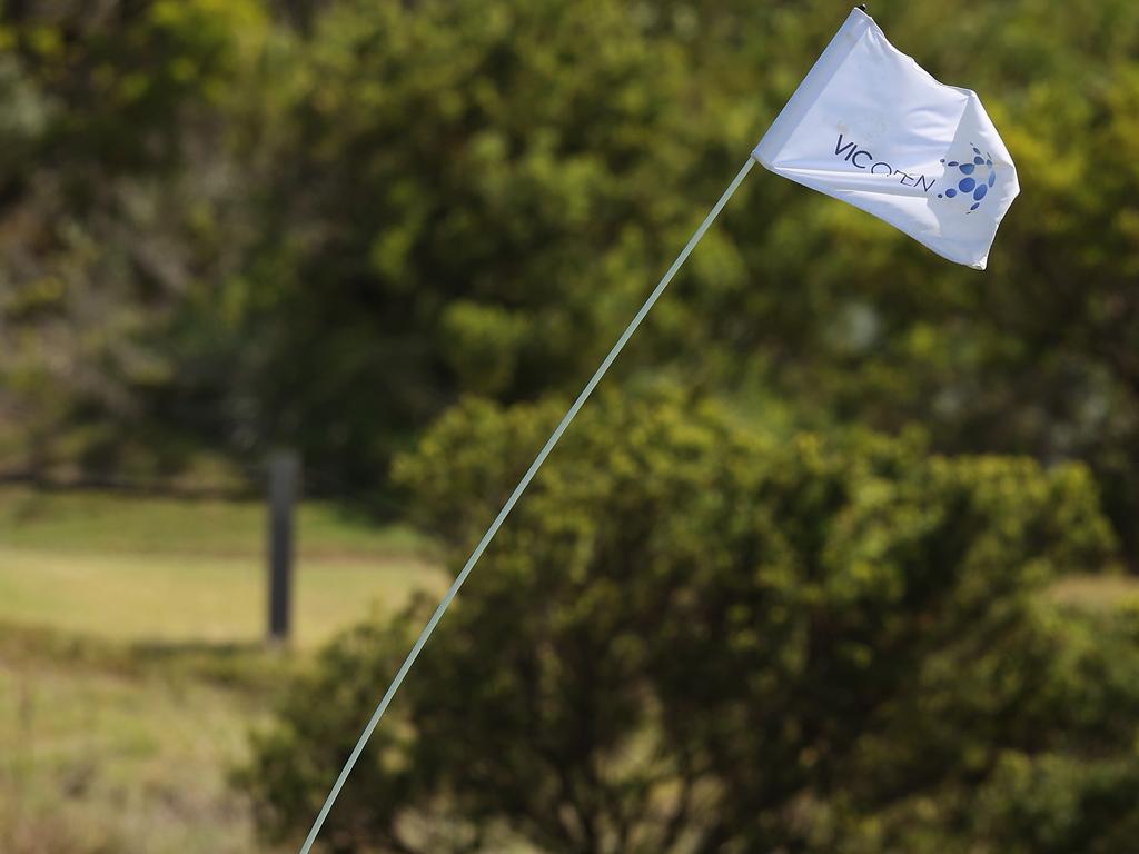 Flagsticks were bending wildly in major winds at the Vic Open. Picture: Golf Australia