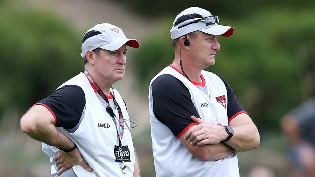 Essendon coach John Worsfold and assistant Mark Neeld. Pic: Michael Klein