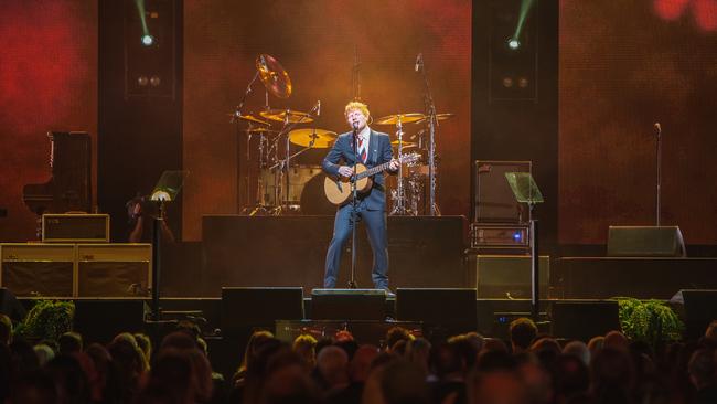 Ed Sheeran performs live at Michael Gudinski's state memorial service. Picture: Mushroom Creative Group