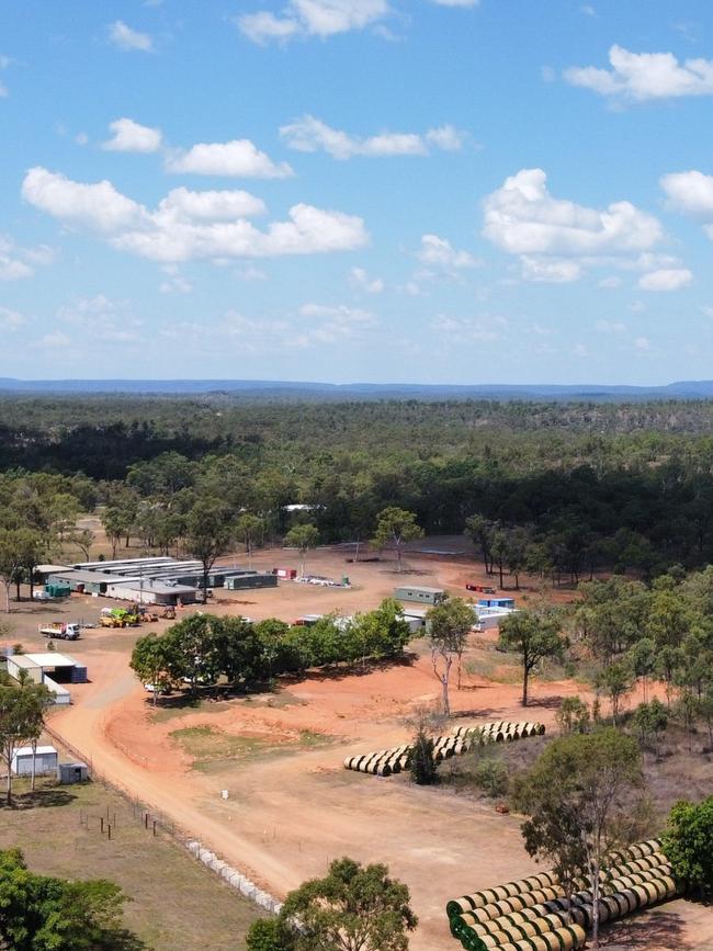 An aerial photo of the UGL camp being established at Greenvale.