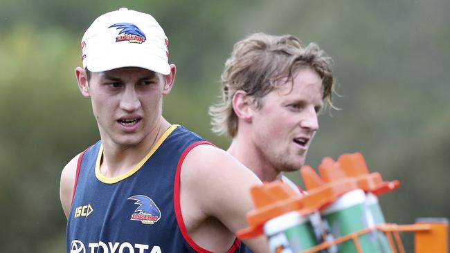  Tom Doedee and Rory Sloane at preseason training. Picture Sarah Reed