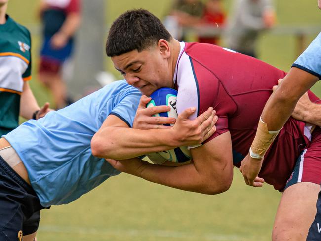 Sio Kite. Super Rugby Under-16 action between the Queensland Reds and New South Wales Waratahs. Picture: James Auclair.