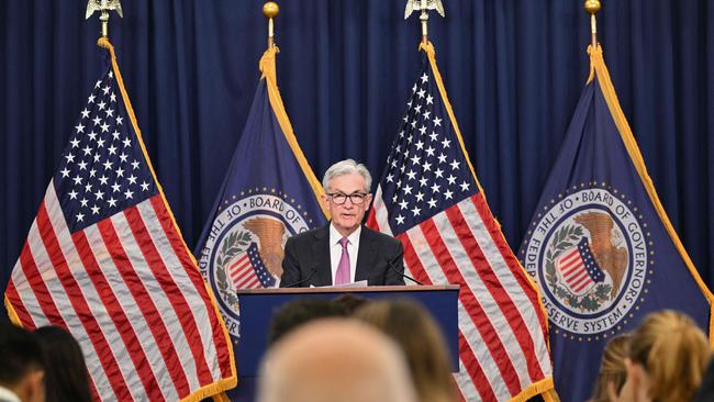 Federal Reserve Board Chairman Jerome Powell speaks during a news conference in Washington, DC.