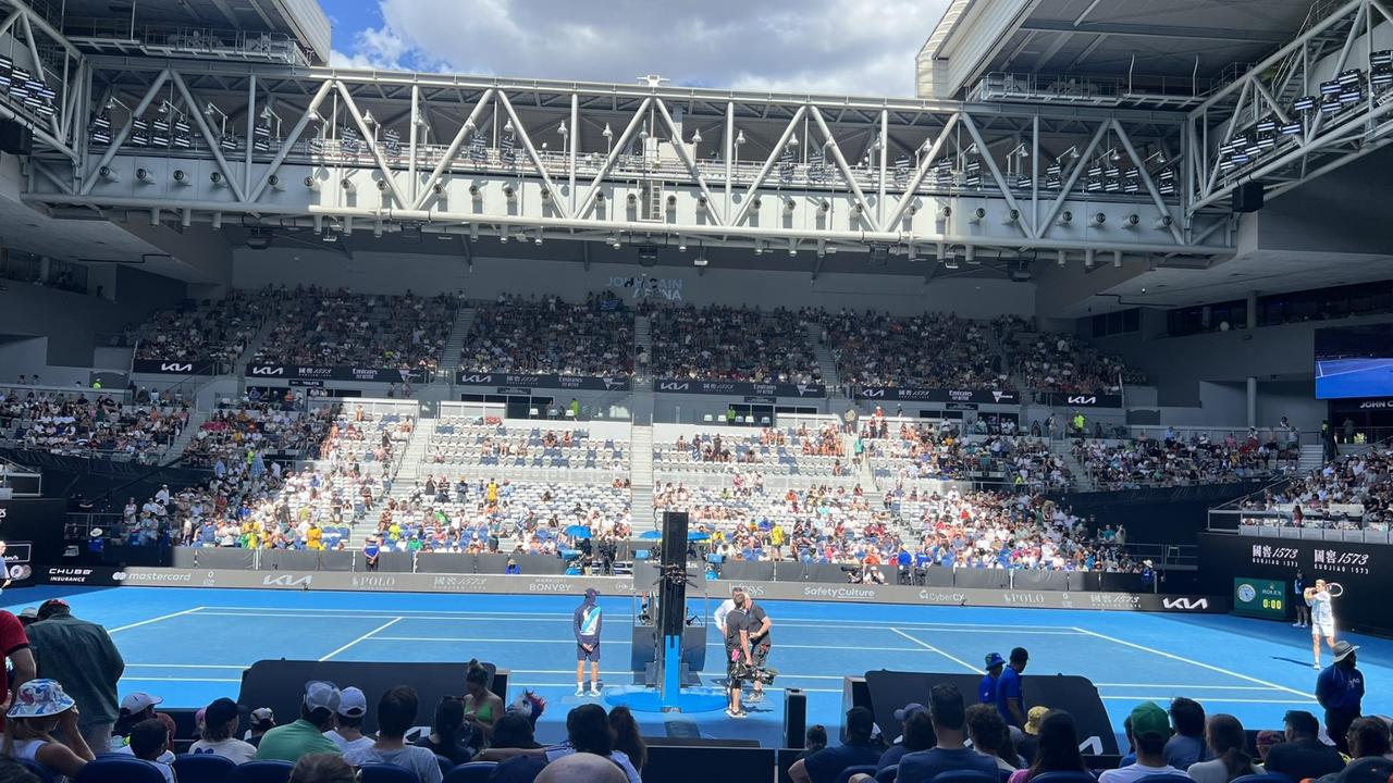 A half-empty stadium during Australian Open play on Tuesday.