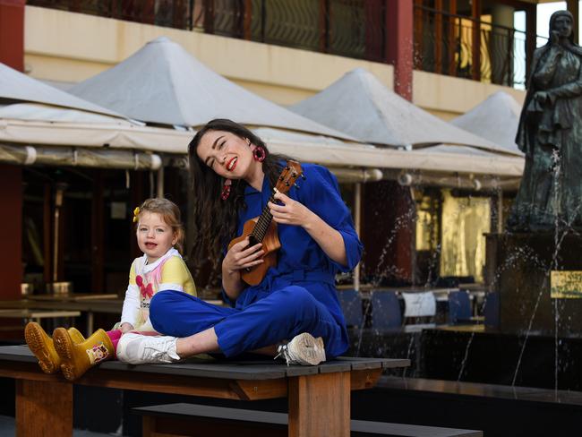 Ruby Nash, 2, and Avocado Smash’s Joanna Brooke. Avocado Smash is performing in Sydney Fringe Festival's kid's hub at the Australian Actors Centre Leichhardt on September 21 and 29. Picture: Flavio Brancaleone