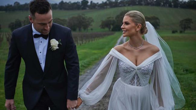 The couple tied the knot at a lush Yarra Valley property. Picture: Kirsty Duchet