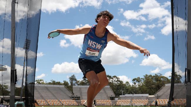 Jozef Cluff of New South Wales competes in the Boys' U17 Discus Throw. (Photo by Cameron Spencer/Getty Images)