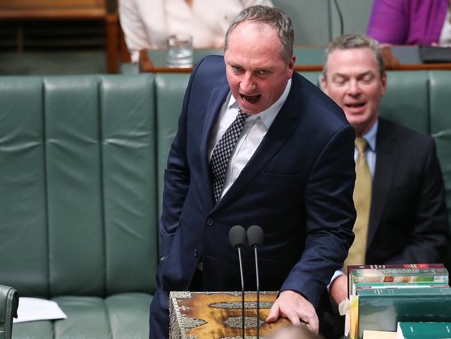 Deputy PM Barnaby Joyce in Question Time on Monday.  Picture Kym Smith