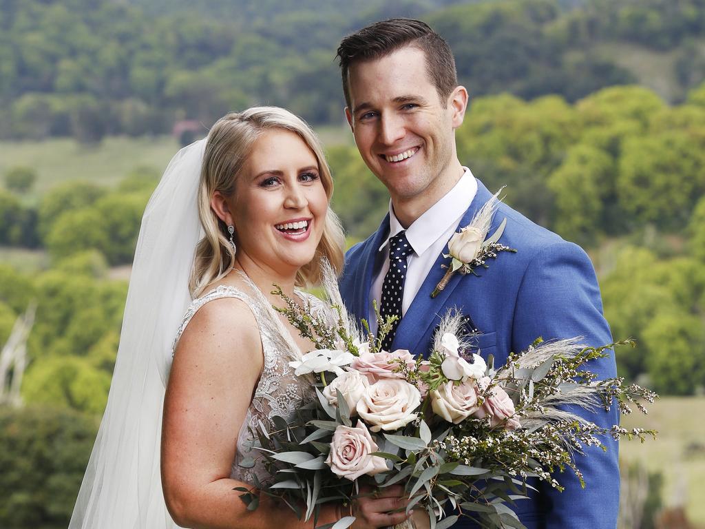 Matthew and Lauren clicked on their wedding day. Picture: Nigel Wright.