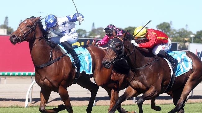 Aquis Park. Race 2, the Maiden Plate which was won by IN TWO MINDS. Jockey was Alannah Fancourt, trainer is Liam Birchley.Gold Coast May 11th 2019 AAP Image/Richard Gosling