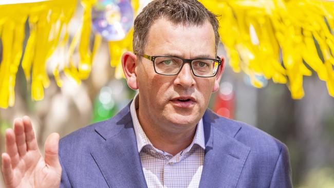 Premier Daniel Andrews speaks to the media on Monday. Picture: AAP Image/Daniel Pockett