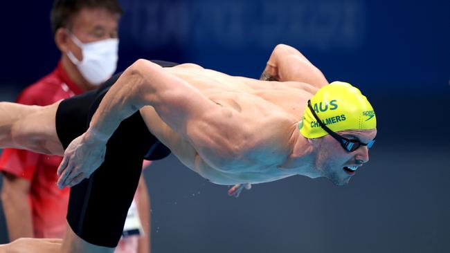 TOKYO, JAPAN – JULY 27: Kyle Chalmers of Team Australia competes in the Men's 100m Freestyle heats on day four of the Tokyo 2020 Olympic Games at Tokyo Aquatics Centre on July 27, 2021 in Tokyo, Japan. (Photo by Al Bello/Getty Images)