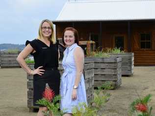 Sales consultant Rachel Hargreaves (left) of Oliver Hume Waterlea at Wallon with new land owner Rebecca Mallett. Picture: David Nielsen