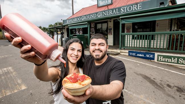 Kangaroo Ground general store worker Olivia DiPaulo with manager Carlos Soufya. They say the locals are always friendly. Picture: Tim Carrafa