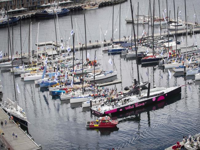 The Hobart waterfront during the race. Picture: Chris Kidd