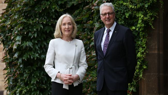 Newly appointed vice-chancellor Mark Scott with chancellor Belinda Hutchinson at the University of Sydney. Picture: Britta Campion