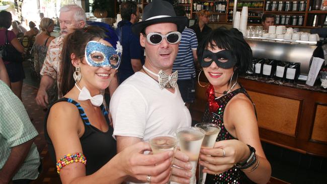 Aroma's Noosa staffers Alyssa Boylan, Grant Lanham and Jennah Druery ready for New Year’s Eve in 2011. Picture: Darryn Smith