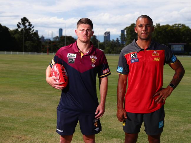 Lions skipper Dayne Zorko and Suns co-captain Touk Miller are set for the new AFL season. Picture: Chris Hyde/AFL Photos/Getty Images